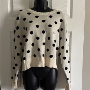 Cream & Black Polka Dot Crewneck Sweater